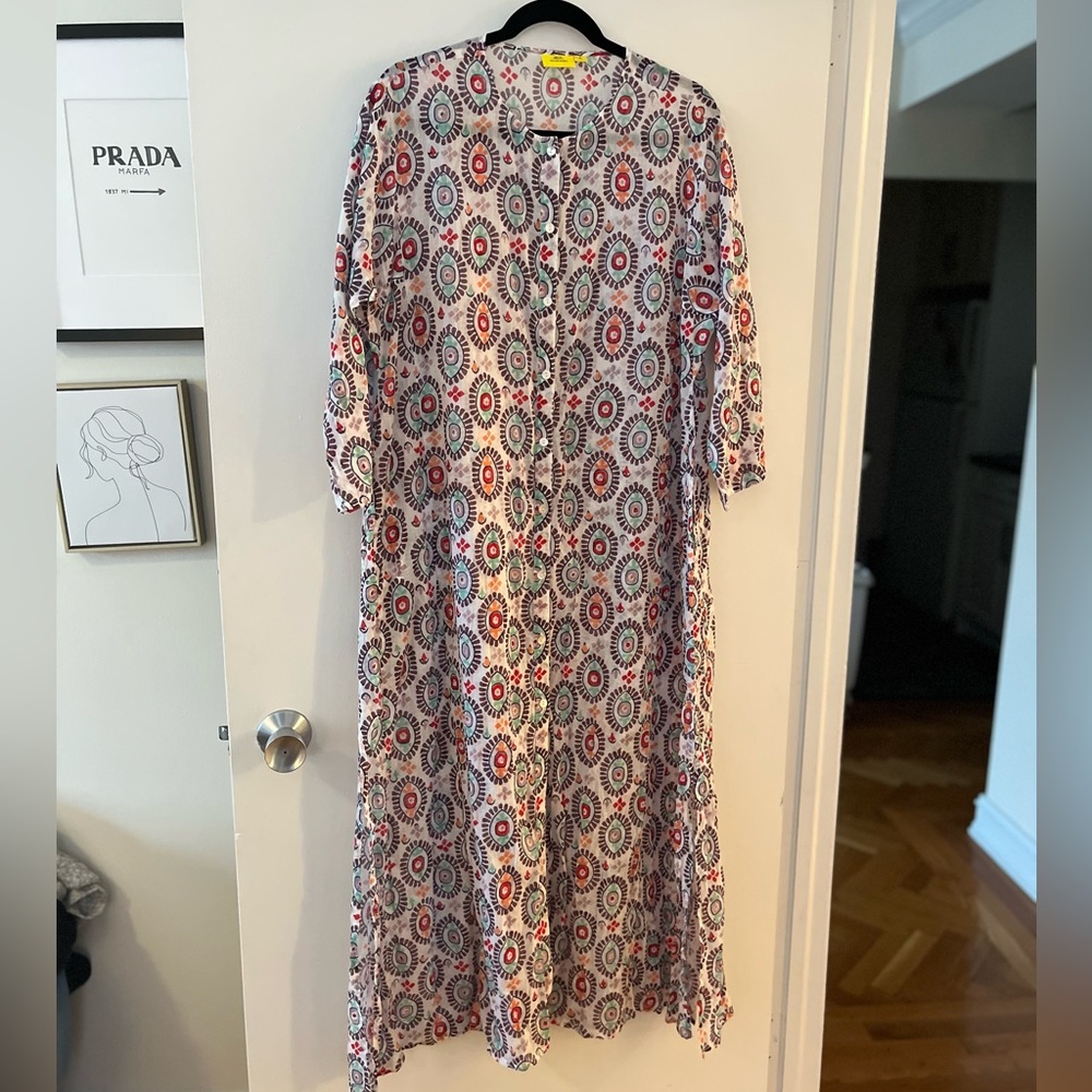 Roller Rabbit 3/4 sleeve cotton button down coverup